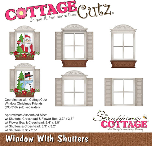 CottageCutz CC-357 Dies-Window W/Shutters 2.4 inches to 3.8 inches , White...