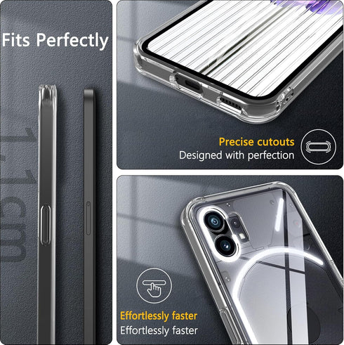 Hensinple for Nothing Phone 2 Case with Tempered Glass Screen Protector, Anti-Yellowing Military-Grade Drop Protection Cover, Shockproof Soft Slim...