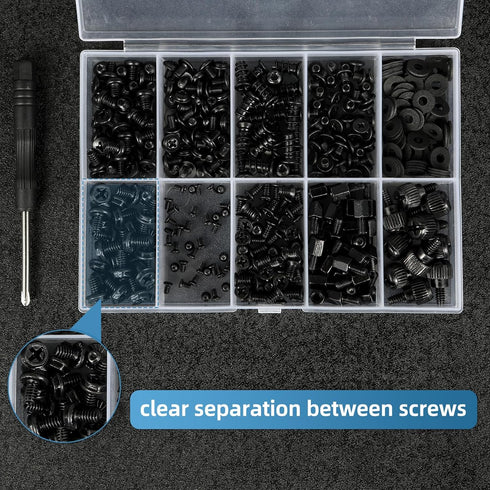 400PCS Computer Screws Assortment Kit with Screwdriver Motherboard Standoffs Screws for Universal Motherboard, HDD, SSD, Hard Drive,Fan, Power Sup...
