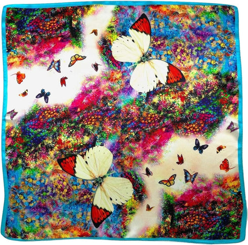 Shanlin Unisex 100% Mulberry Silk Square Scarf in Gift Box (21”x21”)...