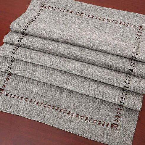 Grelucgo Handmade Hemstitch Gray Dining Table Runner Or Dresser Scarf, Rectangular 14 by 72 Inch...