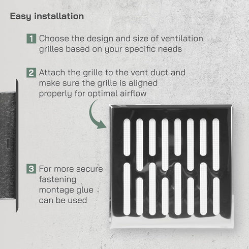 Vent Systems 5.5'' x 5.5" Inch Stainless Steel Vent Cover - Square Air Vent Louver - Removable Ventilation Grille - Integrated Insect Screen - HVA...