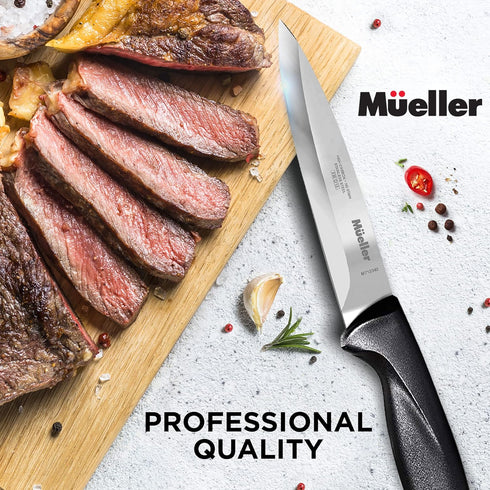 Mueller 6-inch High Carbon Stainless Steel Deba Knife, Double Bevel Blade with Comfort Handle...