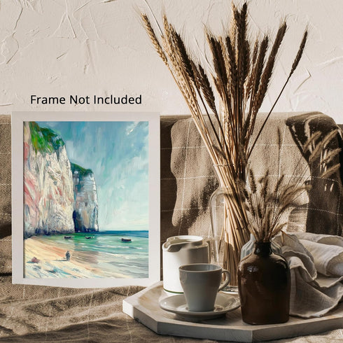 Posterizer 1 pcs-coastal cliefs in france-classics inspired oil painting style 1-Coastal & Nautical Art-Landscape & Nature Art-Decor for Home & Of...