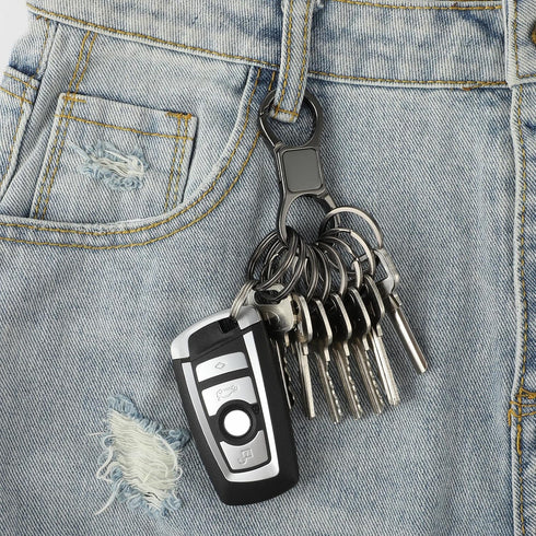 Keychain Quick Release Key Ring Fob Clip with 8 Detachable Keyrings Zinc Alloy Heavy Duty Car Keychain Organizer...