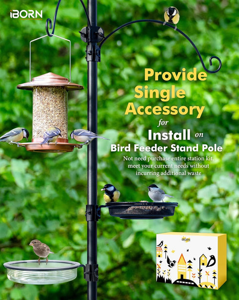 iBorn Bird Feeders Station Mesh Tray and Ring for 1” Pole Stand Station Outdoor Accessory for Humming Bird Feeders for Outside,5SECOND to Install,...