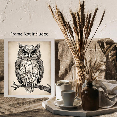 Posterizer 1 pcs- an owl sitting on a tree-Art for Animal Lovers-Abstract & Modern Art- Gift for Men Women Entrepreneur Teens-Living Room Bedroom ...
