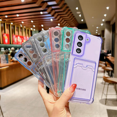 Tuokiou Clear Wallet Phone Case for Samsung Galaxy S21 5G Upgrade Card Slot Case Slim Fit Protective Soft TPU Shockproof Case with Cute Card Holde...