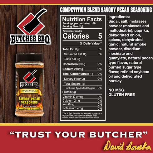 Butcher BBQ Savory Pecan Seasoning Barbeque Rub Spices Grilling and Roasting World Championship Winning Formula | Gluten Free | Tastes like Cookin...