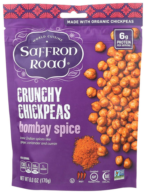 Saffron Road Bombay Spice Crunchy Chickpea Snack, 6oz - Gluten Free, Non-GMO, Halal, Kosher, Vegan...