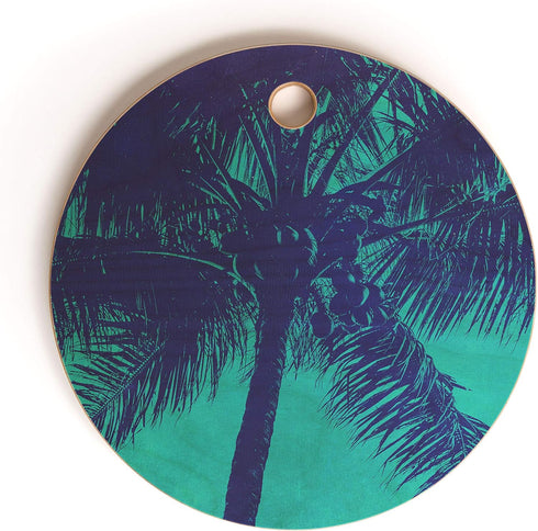 Society6 Nature Magik Palm Trees Summer Turquoise Cutting Board, 11.5", Blue...