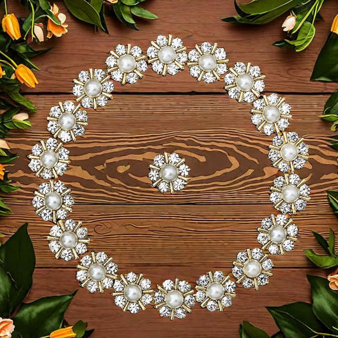 100 pcs Rhinestone Pearl Buttons Accessory Decoration Set for DIY Scrapbooking Embellishments Wedding Bouquet Flower Centre Home Decor 12mm (100 G...