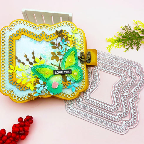 Alinacutle Teardrop Borders Nesting Frames Die Cut DIY Album Frames Metal Cutting Die for Handmade Card Making Scrapbooking Album Paper Craft Temp...