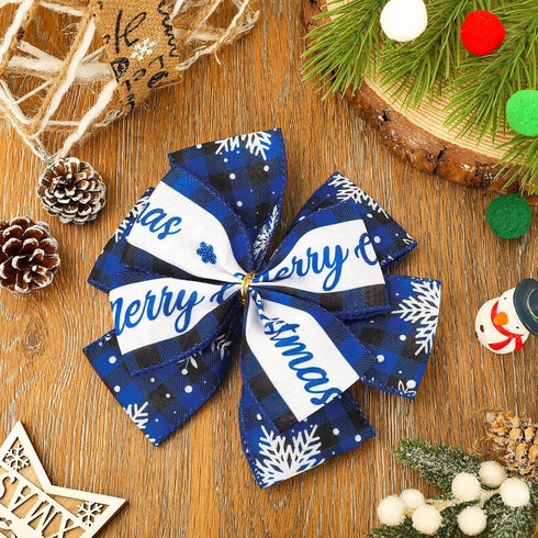 Christmas Wired Edge Ribbon 2.5 Inch 36 Yards Blue Black Buffalo Plaids Fabric Ribbon Xmas Tree Truck Reindeer Craft Ribbon for Holiday Wrapping D...