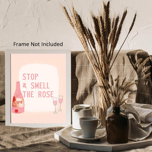 Posterizer 1 pcs-Retro Rose Wine Punny Pink Alcohol Print-Inspirational Women's Art-Kitchen & Bar Art-Gifts for Women- unframed wall art...