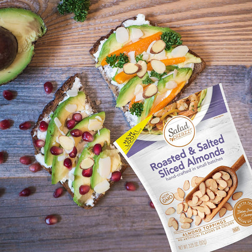 Salad Pizazz Almond Toppings, Oven Roasted Sea Salt, Snack Mix and Salad Topping, Non-GMO, All-Natural, Resealable Bag, 3.25 Oz...