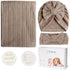 Golener Baby Swaddle Blankets for Boys&Girls, Newborn Swaddle Set with Matching Hat and Headband Bow with Wooden Birth Announcement Card, Simulate...