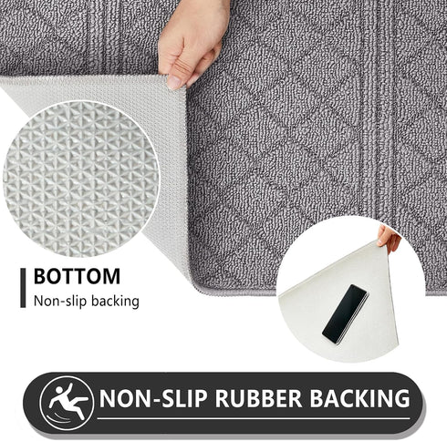 REFETONE Indoor Door Mat, 16x24, Non-Slip Absorbent Resist Dirt Door Rug, Machine Washable Low-Profile Inside Floor Mat Doormats for Entryway, Gre...