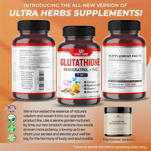 Glutathione Supplement 10,050mg Active Reduced Form, Enriched with Resveratrol, NAC, Collagen, Hyaluronic Acid, Vitamin C - Advanced Antioxidant f...