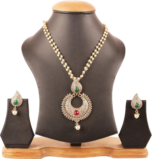 Touchstone NEW Indian Bollywood Traditional Paisley Motif Fine South India Inspired Workmanship Faux Ruby Emerald Pearls Designer Temple Jewelry P...