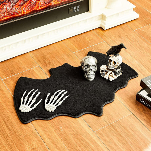 Bat Rug Halloween Rug Gothic Rug Felt Welcome Mat for Front Door Outdoor Patio Indoor, Holiday Decorative...