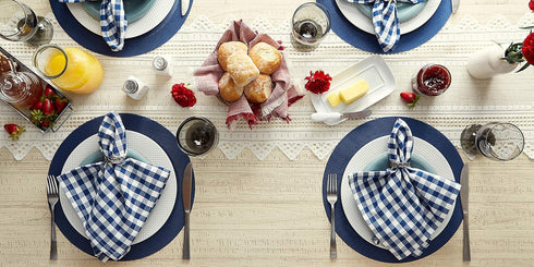 DII PVC Tabletop Collection Woven Indoor/Outdoor, Round Placemat Set, 13.75", Nautical Blue, 6 Piece...