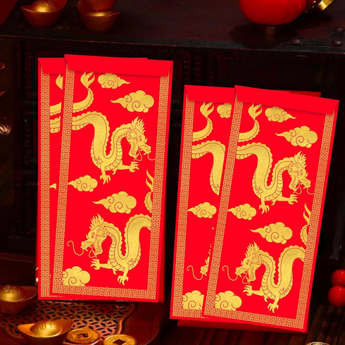 Amscan Vibrant Red Chinese New Year Money Envelope - 8" x 3.6" (Pack of 8) - Premium Paper, Ideal for Gifting, Elegant Design - Perfect Tradition ...