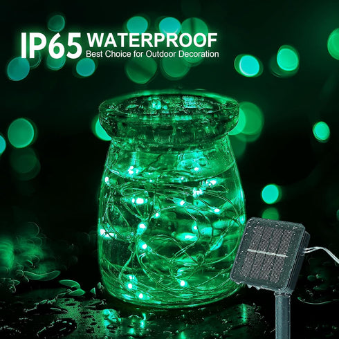 2 Pack 100 LED Solar Green String Lights,33ft Solar Halloween Lights Outdoor,8 Modes Waterproof Green Solar Fairy Lights for Christmas Tree Party ...