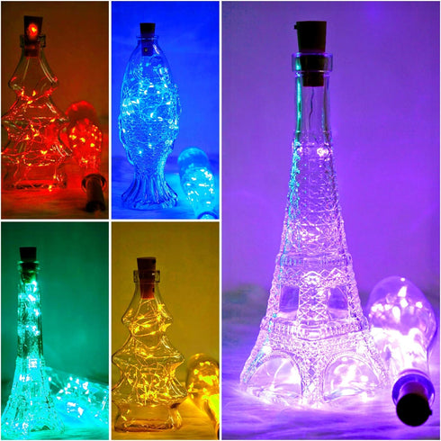 SmilingTown Wine Bottle Cork Lights 15Pack 10 LED 40 Inches Battery Operated Silver Wire Liquor Bottle Fairy Mini String Lights for Party Christma...