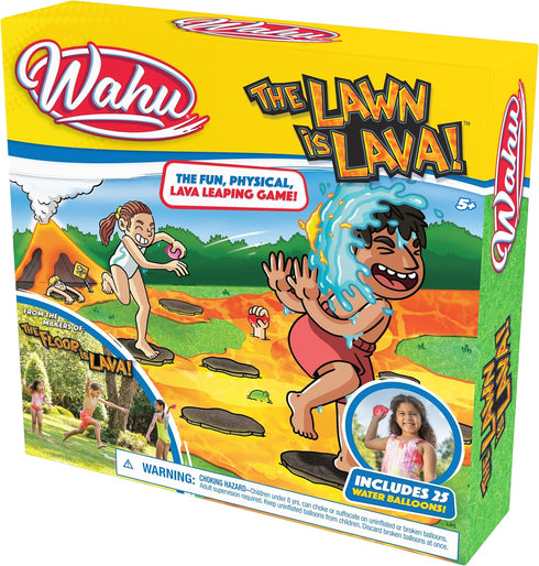 Wahu The Lawn is Lava Outdoor Water Balloon Game for Kids Ages 5+, Kids Outdoor Water Game with 25 Water Balloons...