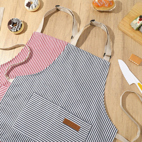 Stripes Kids Apron, Kids Cooking Aprons with 2 Pockets, Cute Kids Aprons for Cooking for Boys and Girls Adjustable...