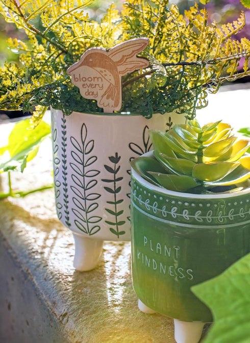 Karma, Footed Ceramic Planter Set of 2, Modern Boho Planters, Ceramic Footed Planters, Hello Sunshine...