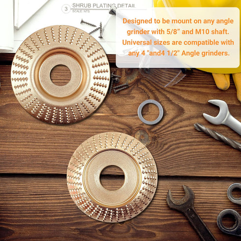 4PCS Wood Carving Disc Set for 4" or 4 1/2" Angle Grinder with 5/8" Arbor, Stump Tool Grinder Disc Wheel Attachments for Woodworking,Grinding Whee...
