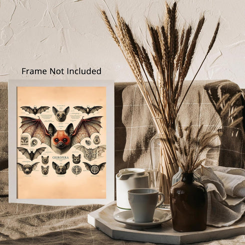 Posterizer 1 pcs-Gothic Bat Dictionary Wall Art-Retro Art-Art for Animal Lovers-Gift for Steampunk or Goth Fans-Living Room Bedroom Decor- unframe...