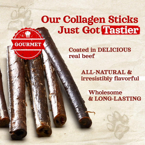 Natural Farm Bully Coated Gourmet Collagen Sticks (12 Inch, 3 Pack), Real Bully Beef Coated, 95% Natural Collagen Dog Chews, Supports Healthy Join...