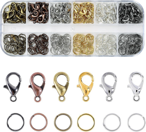 Lobster Claw Clasps and Open Jump Rings Set, 6 Colors Lobster Clasps for Jewelry Making, Keychains and Bracelet...