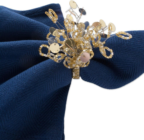 DII Christmas Thanksgiving Holiday Tabletop Décor Collection Decorative Napkin Ring Holder Set, 1.5" Diameter, Gold Beaded Sparkle, 6 Piece...