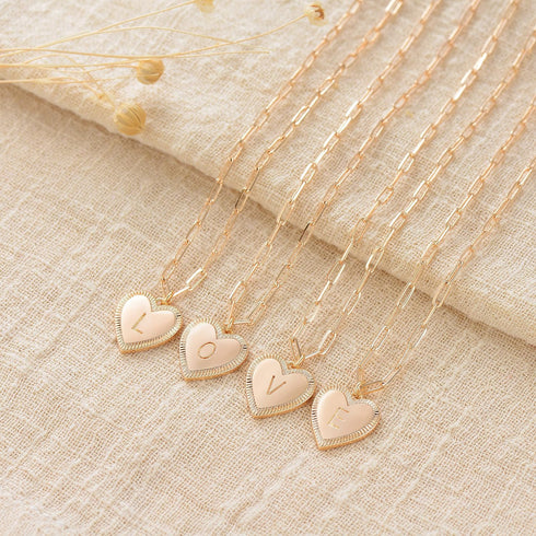 Gold Heart Necklace for Women Layered Initial Pendant Necklace Paperclip Gold Chain Aesthetic Jewelry Personalized 14k Gold Plated Necklaces...