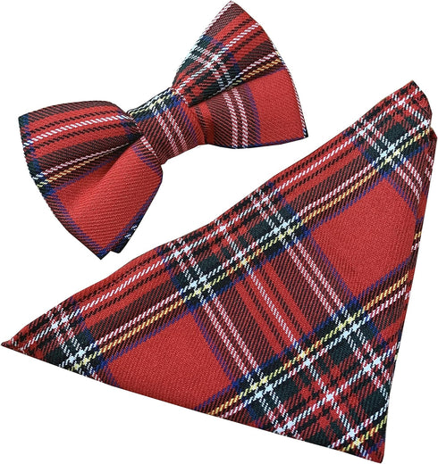 Royal Stewart Red Tartan Scottish Bow Tie & Hanky Set...