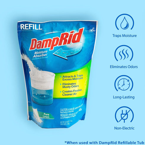 DampRid Pure Linen Moisture Absorber - 42 oz. Refill Bag – Attracts & Traps Moisture for Fresher, Cleaner Air...
