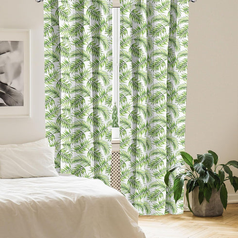 Ambesonne Palm Leaf Window Curtains, Exotic Pattern with Tropical Leaves in Watercolor Art Style Jungle Luau Hawaii, Lightweight Decor 2-Panel Set...