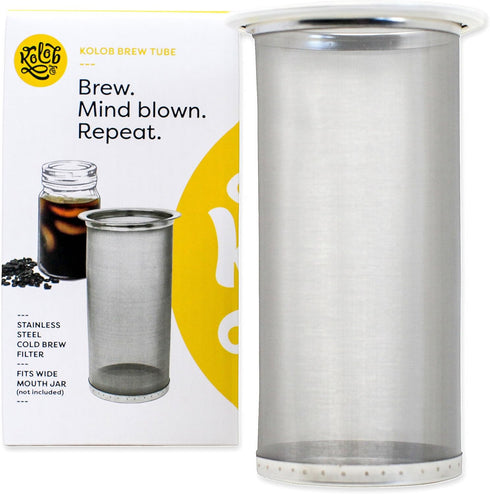 Brew Tube Cold Brew Coffee Filter – Stainless Steel Reusable Mesh for Wide Mouth Mason Jars (1–2 Quart), Airtight DIY Iced Coffee & Tea Maker...