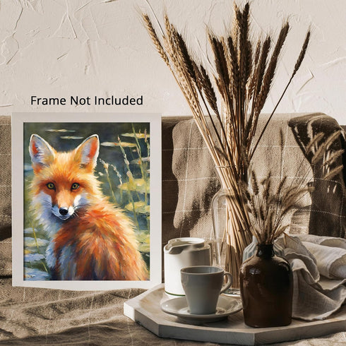 Posterizer 1 pcs- Oil painting style print of a red fox-Art for Animal Lovers-Floral Botanical Art- Gift for Men Women Entrepreneur Teens-Decor fo...