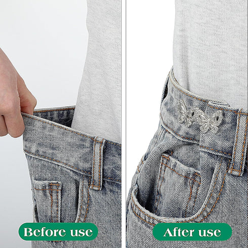 4 Sets Butterfly Pant Waist Tightener, Adjustable Waist Buckle Set Detachable Button Tightener Button Adjuster Buttons Pins for Pants Jeans Skirts...