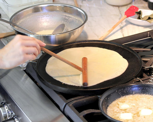 The ORIGINAL Crepe Spreader and Spatula Kit - 2 Piece Set (4” Spreader and 14” Spatula) Convenient Size to Fit Small Crepe Pan Maker | All Natural...