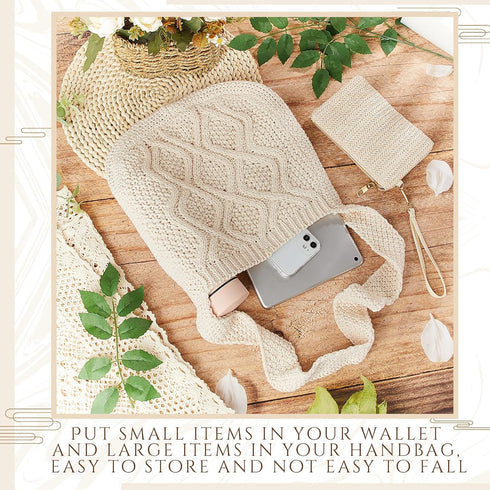 Crochet Bag for Women Crochet Tote Bag with Wristlet Wallet Bohemian Aesthetic Shoulder Handbag for Women Summer Beach...