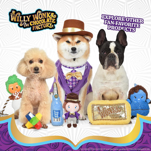 Willy Wonka for Pets Augustus Gloop Plush Toy Inside Textured Tube | Squeaky Dog Toys, Plush Dog Toys | Luxury Pet Plush with Multisensory Materia...