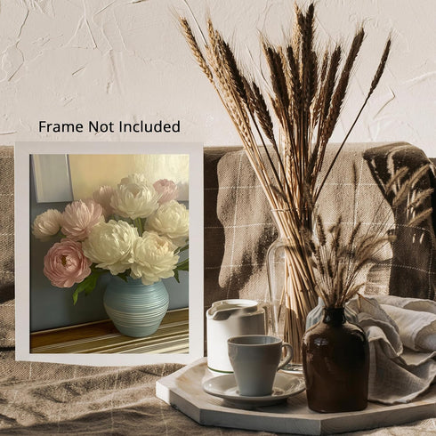 Posterizer 1 pcs-vase of soft, pastel delicate flowers 3-Floral & Botanical Art Gift for Men Women Entrepreneur Teens Living Room Bedroom Decor-...