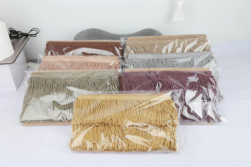 Fenghuangwu 5 Yard Curtain Fringes Bullion Fringe Trim Rayon Fabric Tassel 4inch Wide and Embellishments Curtain Weights Cloth Sofa Fringes for Se...