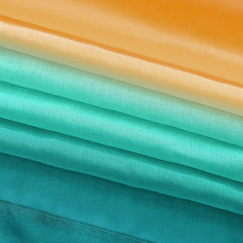 Orange and Green Curtains 63 Inch Length for Bedroom Decor Set 1 Panel Pocket Window Sheer Drape Semi Transparent Sea Turquoise Ombre Sunset Curta...